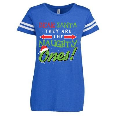 Dear Santa They Are The Naughty Ones Funny Christmas Gifts Enza Ladies Jersey Football T-Shirt