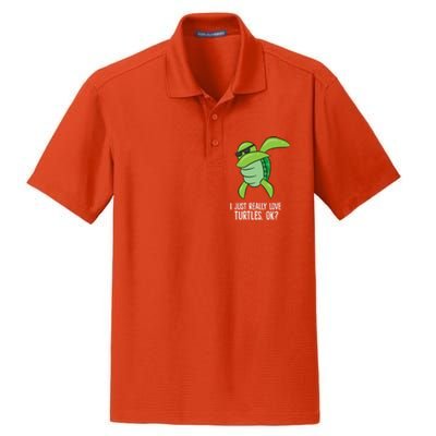 Dabbing Sea Turtle I Just Really Love Turtles Ok? Dry Zone Grid Polo