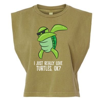 Dabbing Sea Turtle I Just Really Love Turtles Ok? Garment-Dyed Women's Muscle Tee