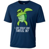 Dabbing Sea Turtle I Just Really Love Turtles Ok? Cooling Performance Crew T-Shirt