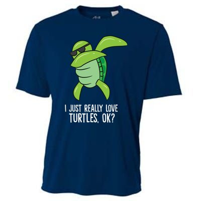 Dabbing Sea Turtle I Just Really Love Turtles Ok? Cooling Performance Crew T-Shirt