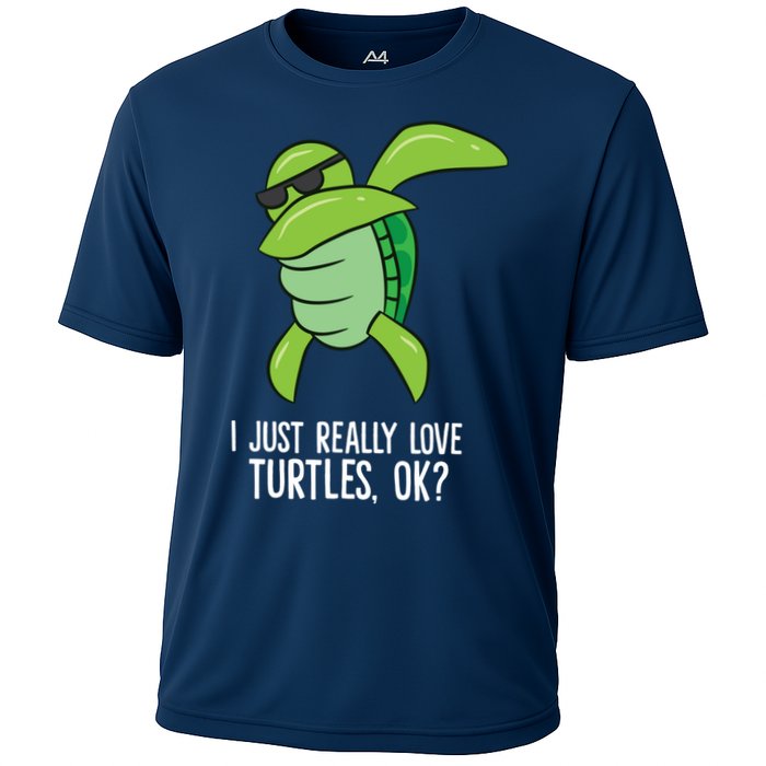 Dabbing Sea Turtle I Just Really Love Turtles Ok? Cooling Performance Crew T-Shirt