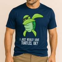 Dabbing Sea Turtle I Just Really Love Turtles Ok? Cooling Performance Crew T-Shirt