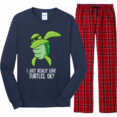 Dabbing Sea Turtle I Just Really Love Turtles Ok? Long Sleeve Pajama Set