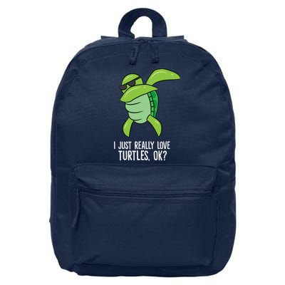 Dabbing Sea Turtle I Just Really Love Turtles Ok? 16 in Basic Backpack