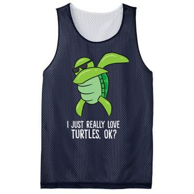 Dabbing Sea Turtle I Just Really Love Turtles Ok? Mesh Reversible Basketball Jersey Tank