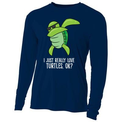 Dabbing Sea Turtle I Just Really Love Turtles Ok? Cooling Performance Long Sleeve Crew