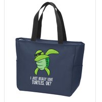 Dabbing Sea Turtle I Just Really Love Turtles Ok? Zip Tote Bag