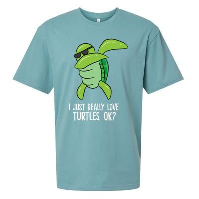 Dabbing Sea Turtle I Just Really Love Turtles Ok? Sueded Cloud Jersey T-Shirt