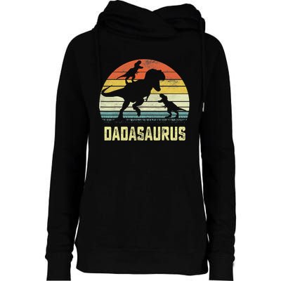 Dada Saurus T Rex Dinosaur Dada 2 Family Matching Womens Funnel Neck Pullover Hood