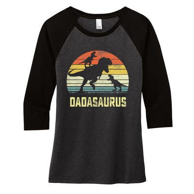 Dada Saurus T Rex Dinosaur Dada 2 Family Matching Women's Tri-Blend 3/4-Sleeve Raglan Shirt