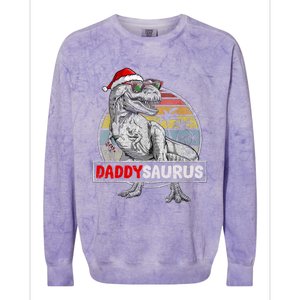 Daddy Saurus T Rex Dinosaur Christmas Family Matching Xmas Funny Gift Colorblast Crewneck Sweatshirt