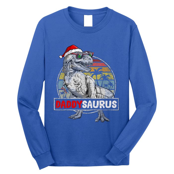 Daddy Saurus T Rex Dinosaur Christmas Family Matching Xmas Funny Gift Long Sleeve Shirt