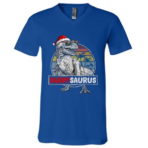 Daddy Saurus T Rex Dinosaur Christmas Family Matching Xmas Funny Gift V-Neck T-Shirt