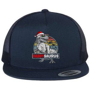 Daddy Saurus T Rex Dinosaur Christmas Family Matching Xmas Funny Gift Flat Bill Trucker Hat