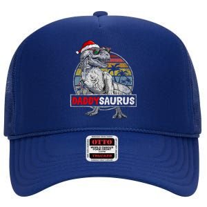 Daddy Saurus T Rex Dinosaur Christmas Family Matching Xmas Funny Gift High Crown Mesh Back Trucker Hat