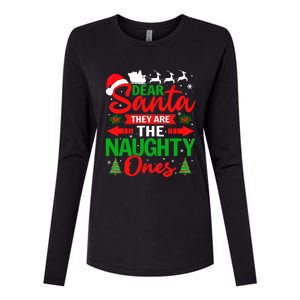 Dear Santa They Are The Naughty Ones Funny Christmas Cute Gift Womens Cotton Relaxed Long Sleeve T-Shirt