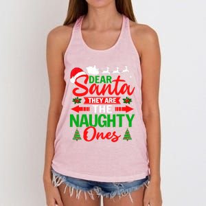 Dear Santa They Are The Naughty Ones Funny Christmas Cute Gift Women's Knotted Racerback Tank