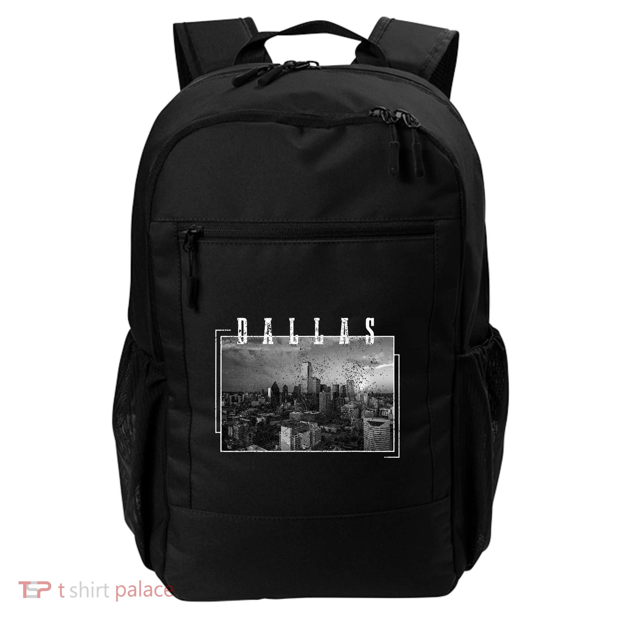 Dallas Skyline Texas Pride Vintage Black & White Photograph Backpack