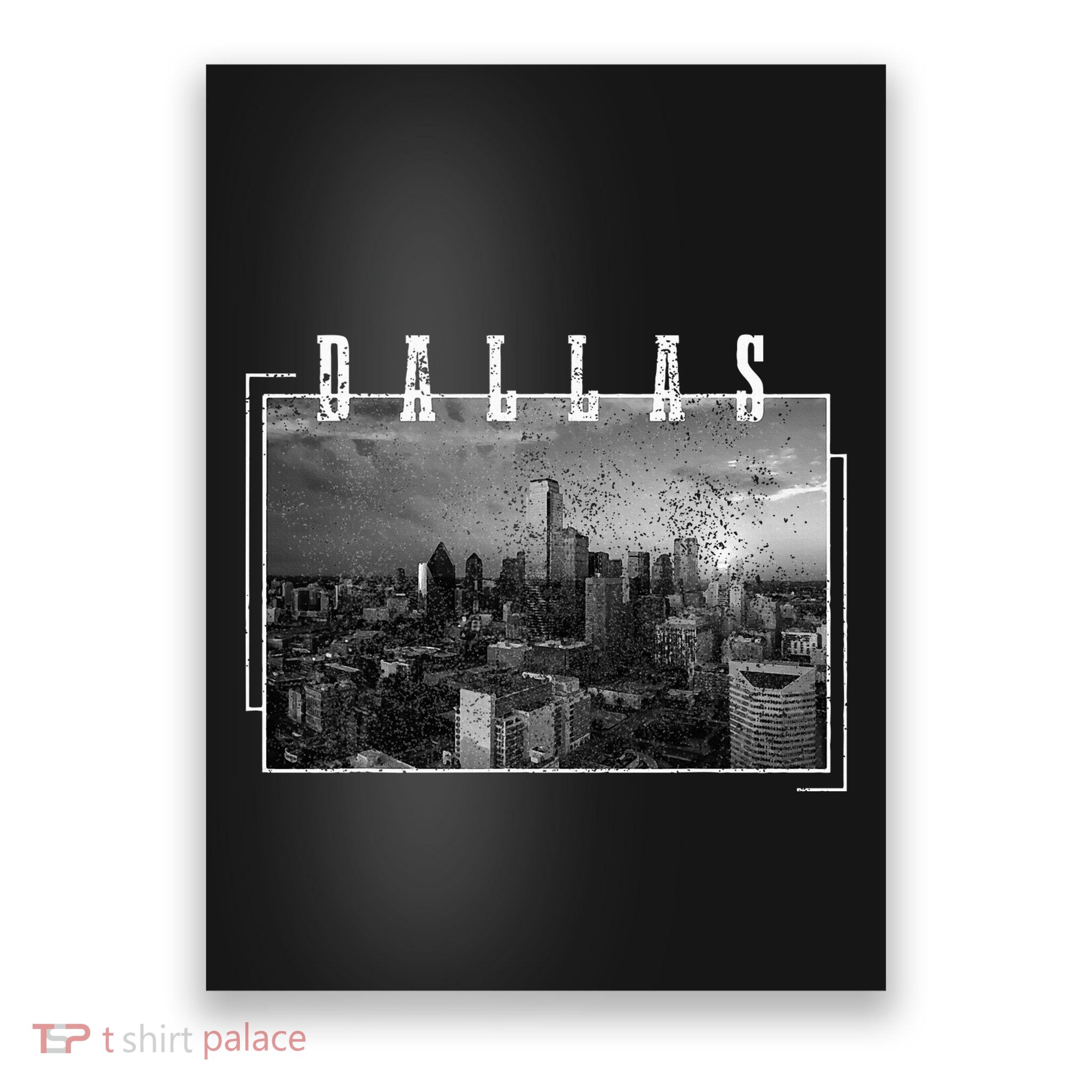 Dallas Skyline Texas Pride Vintage Black & White Photograph Poster