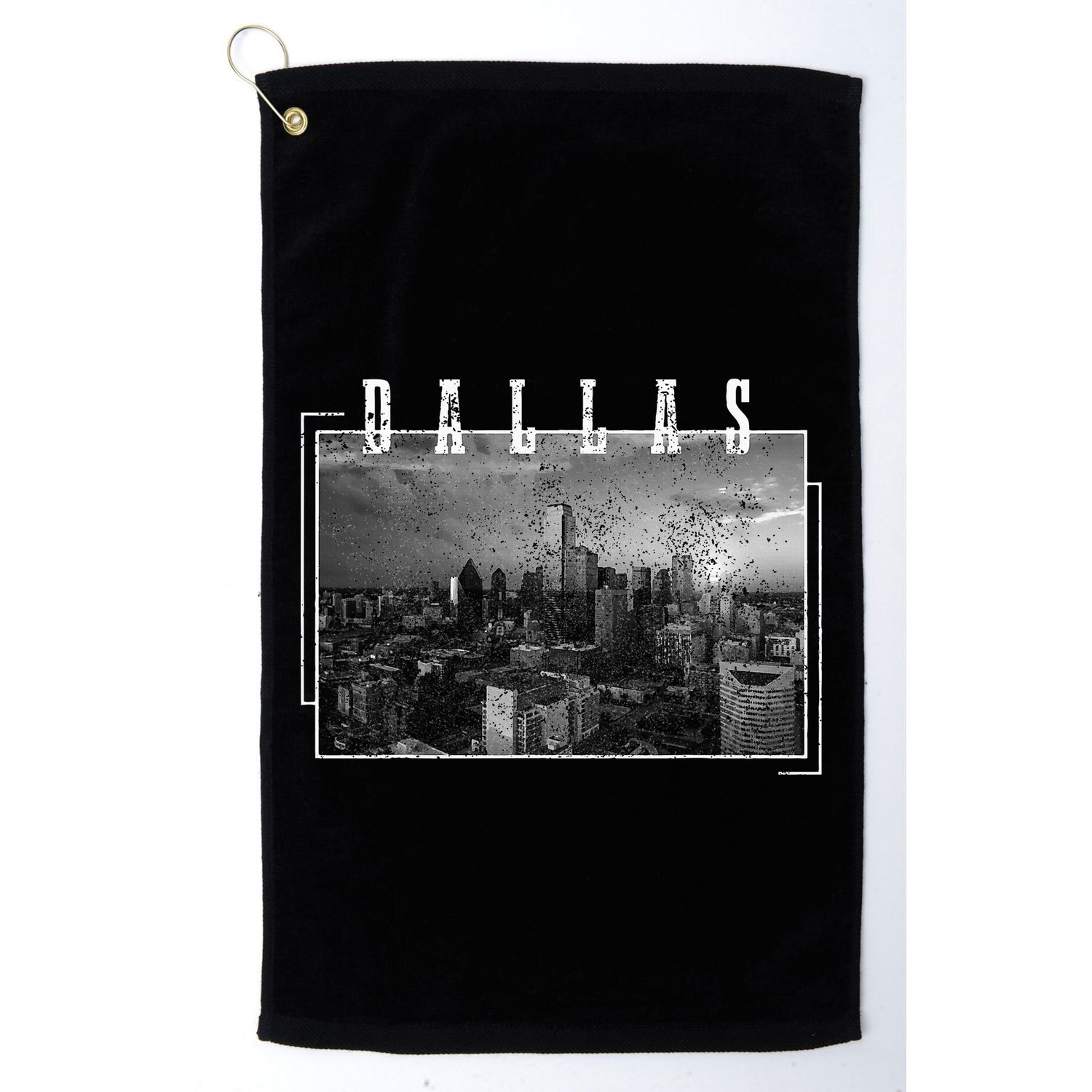 Dallas Skyline Texas Pride Vintage Black & White Photograph Golf Towel