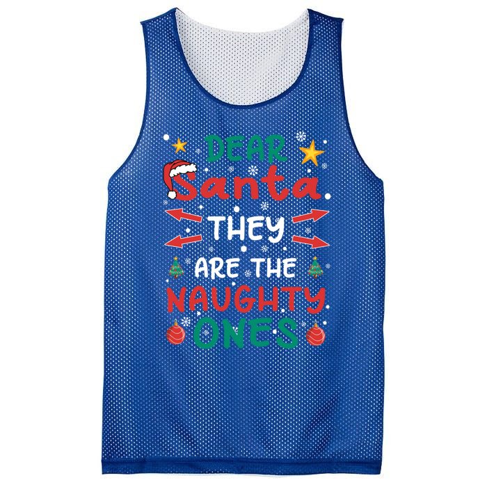 Dear Santa They Are The Naughty Ones Christmas Great Gift Mesh Reversible Basketball Jersey Tank