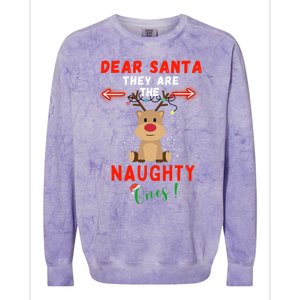 Dear Santa They Are Naughty List Reindeer Funny Christmas Cute Gift Colorblast Crewneck Sweatshirt