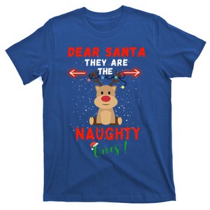 Dear Santa They Are Naughty List Reindeer Funny Christmas Cute Gift T-Shirt