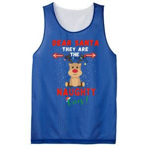 Dear Santa They Are Naughty List Reindeer Funny Christmas Cute Gift Mesh Reversible Basketball Jersey Tank