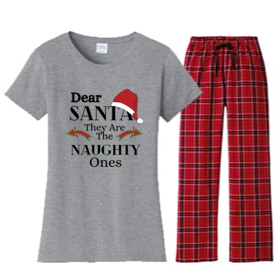 Dear Santa They Are The Naughty Ones Funny Christmas Cool Gift Women's Flannel Pajama Set