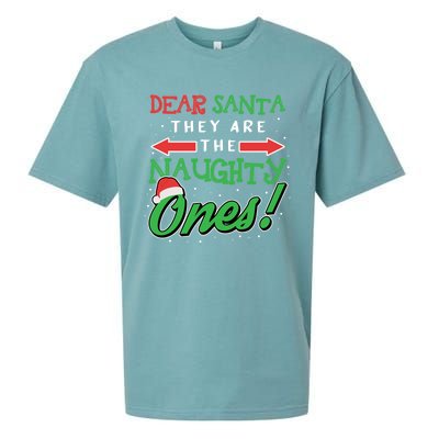 Dear Santa They Are The Naughty Ones Funny Christmas Funny Gift Meaningful Gift Sueded Cloud Jersey T-Shirt