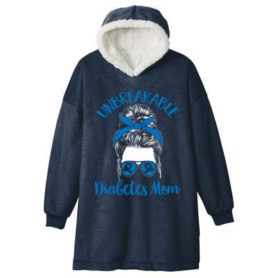 Diabetes Support T1d Warrior Unbreakable Diabetes Mom Gift Hooded Wearable Blanket