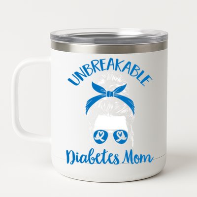 Diabetes Support T1d Warrior Unbreakable Diabetes Mom Gift 12 oz Stainless Steel Tumbler Cup