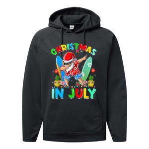 Dabbing Santa T Christmas In July Hawaiian Xmas Performance Fleece Hoodie