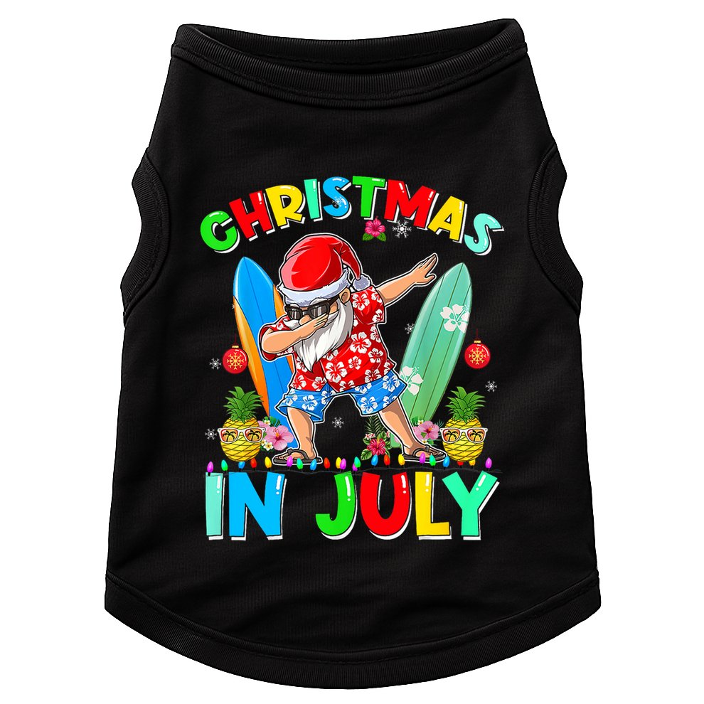 Dabbing Santa T Christmas In July Hawaiian Xmas Doggie Tank