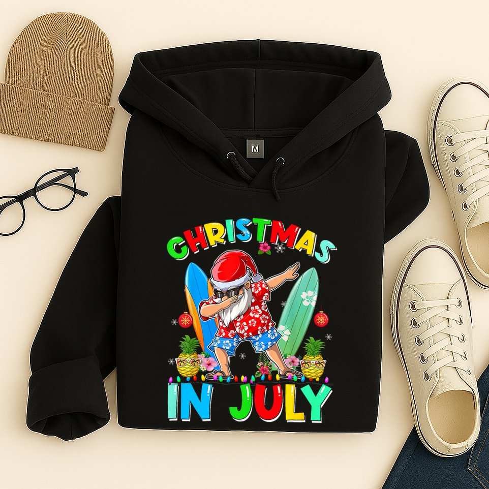 Dabbing Santa T Christmas In July Hawaiian Xmas Hoodie