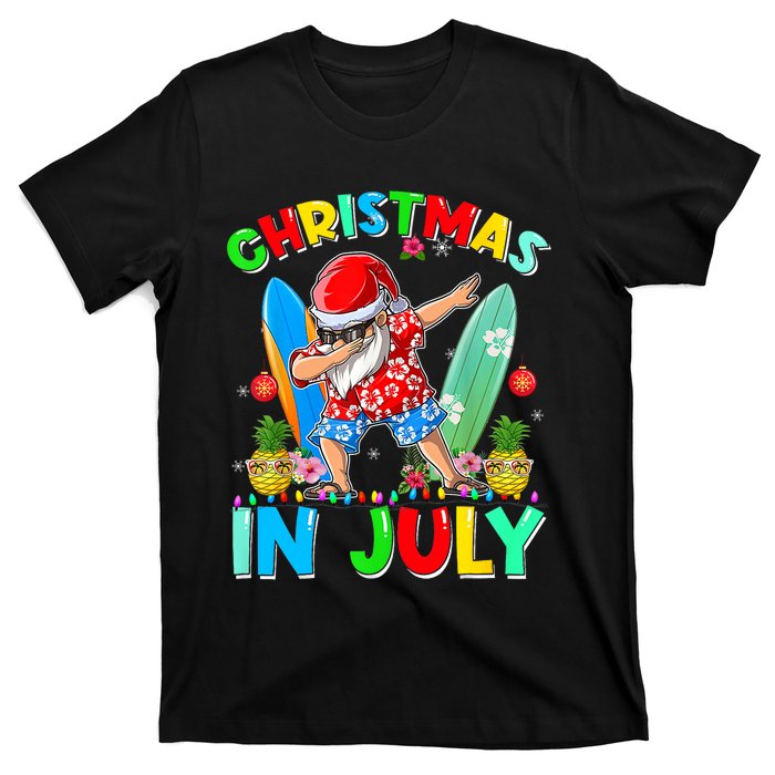 Dabbing Santa T Christmas In July Hawaiian Xmas T-Shirt