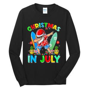 Dabbing Santa T Christmas In July Hawaiian Xmas Tall Long Sleeve T-Shirt