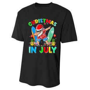 Dabbing Santa T Christmas In July Hawaiian Xmas Performance Sprint T-Shirt