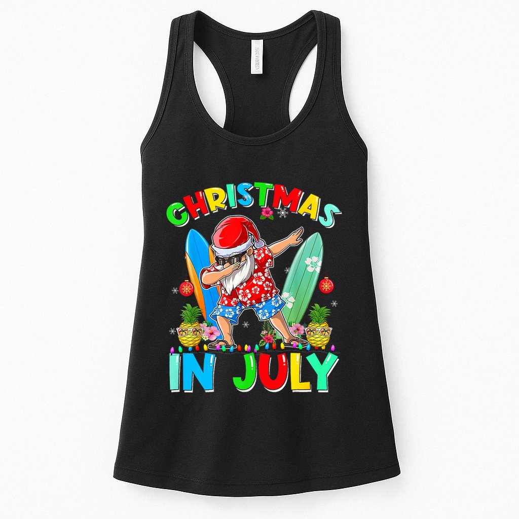 Dabbing Santa T Christmas In July Hawaiian Xmas Womens Tank Top