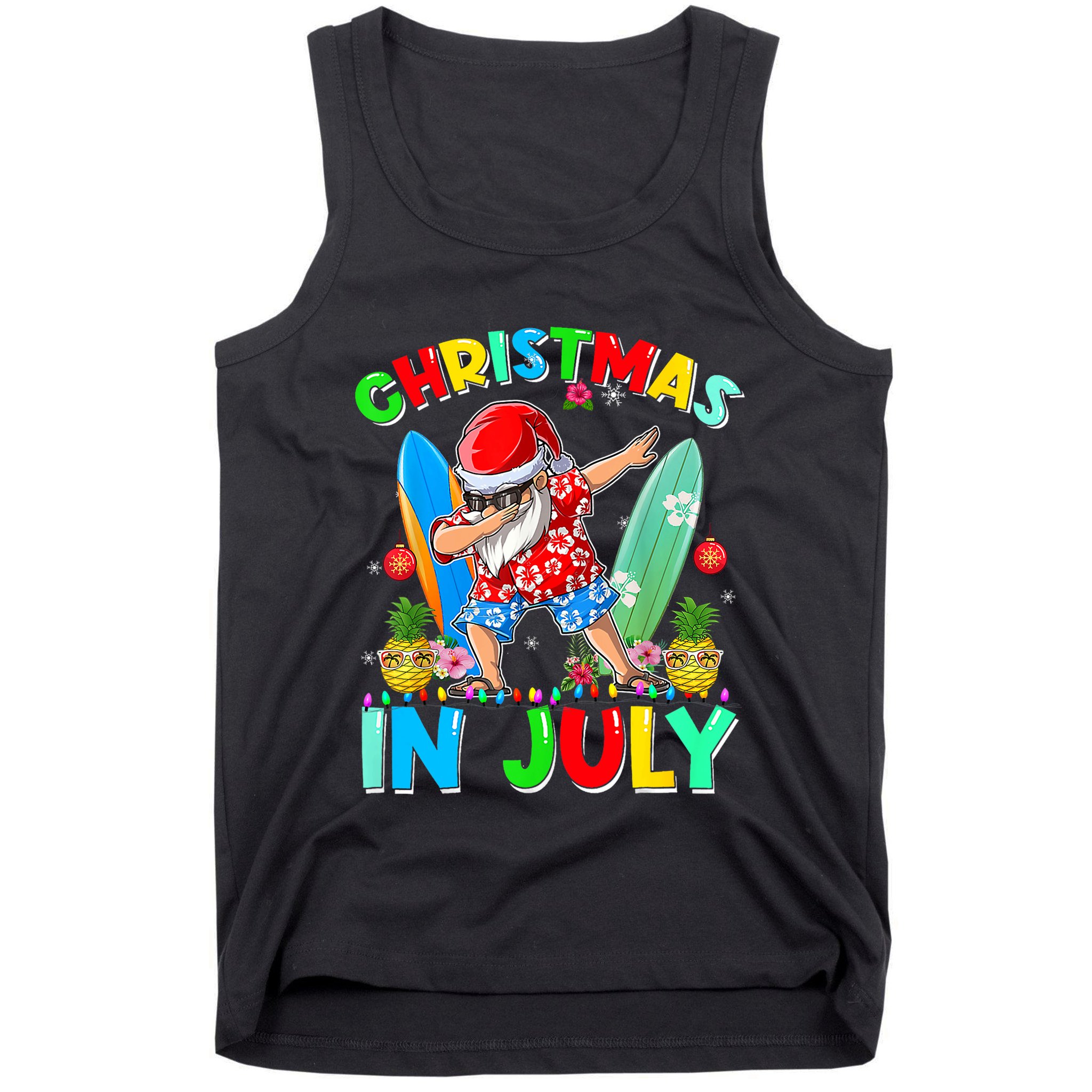 Dabbing Santa T Christmas In July Hawaiian Xmas Tank Top