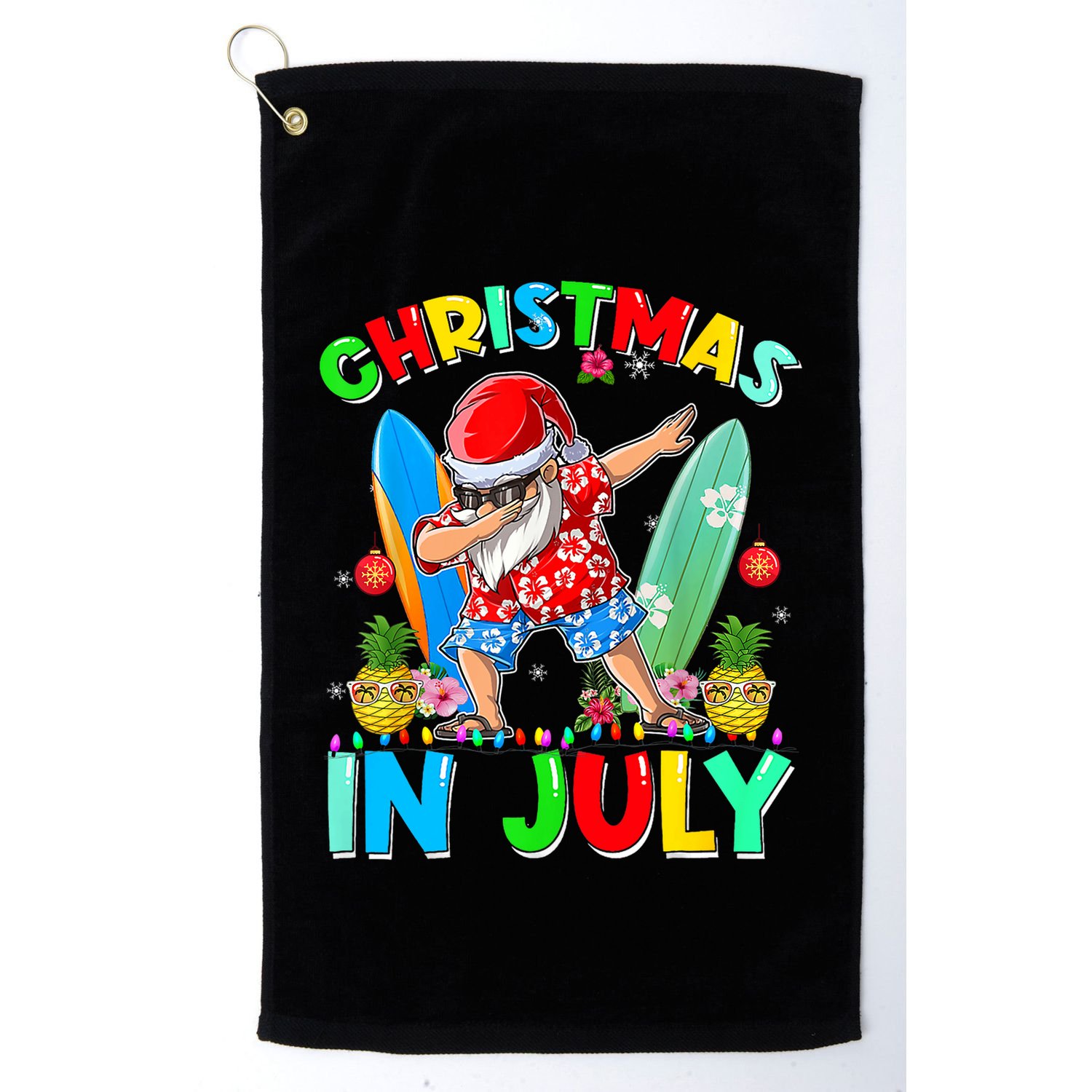 Dabbing Santa T Christmas In July Hawaiian Xmas Golf Towel