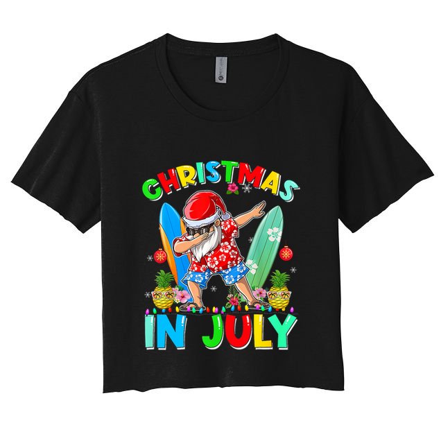 Dabbing Santa T Christmas In July Hawaiian Xmas Crop Top