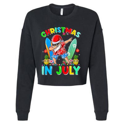 Dabbing Santa T Christmas In July Hawaiian Xmas Cropped Pullover Crew