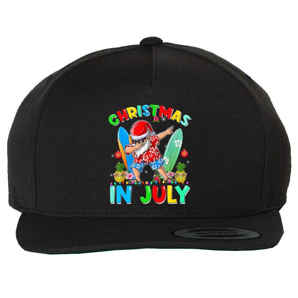Dabbing Santa T Christmas In July Hawaiian Xmas Wool Snapback Cap