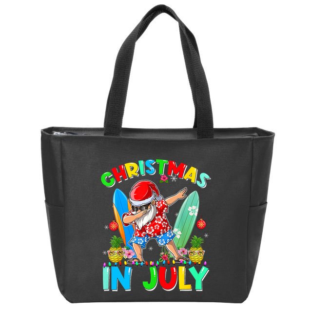 Dabbing Santa T Christmas In July Hawaiian Xmas Zip Tote Bag