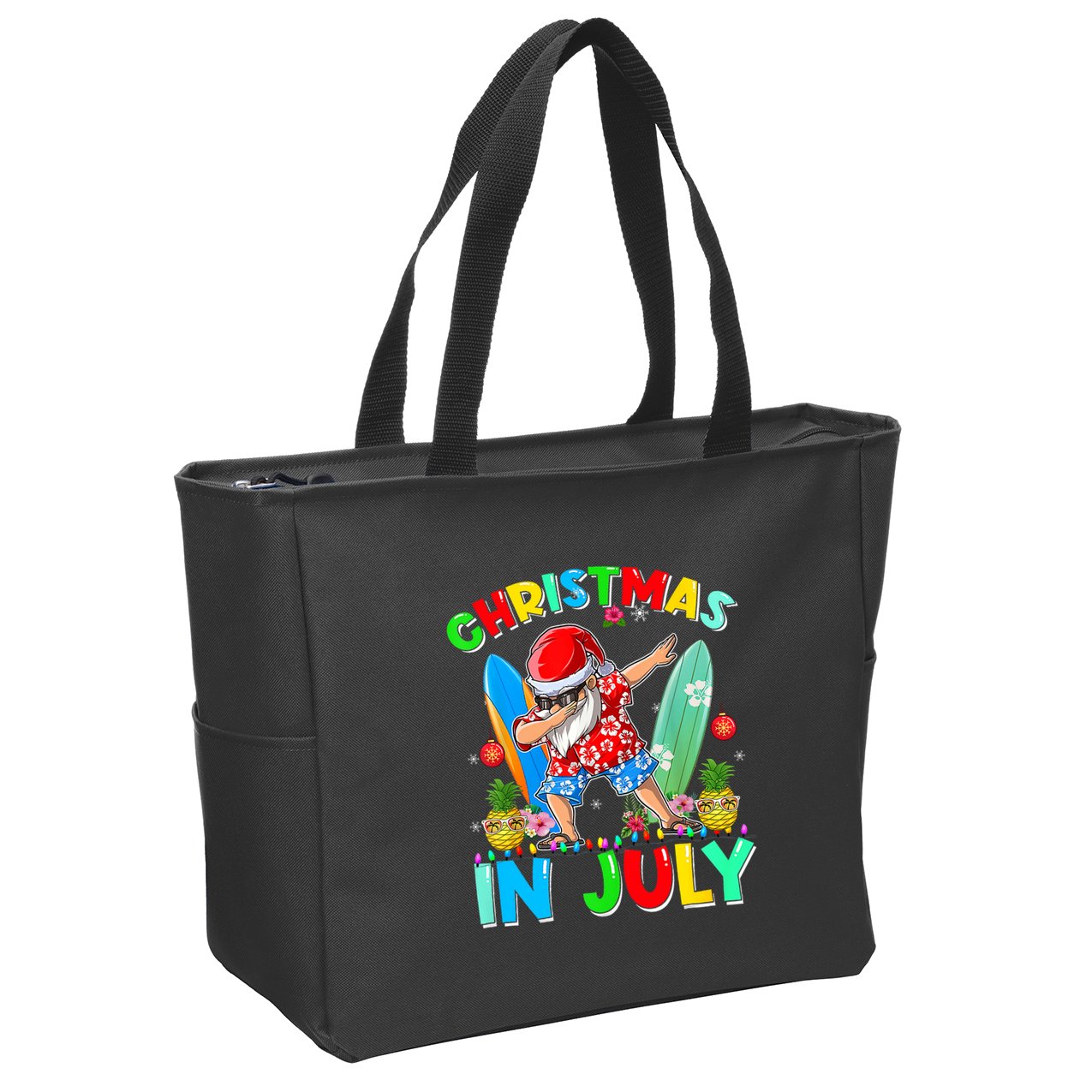 Dabbing Santa T Christmas In July Hawaiian Xmas Zip Tote Bag