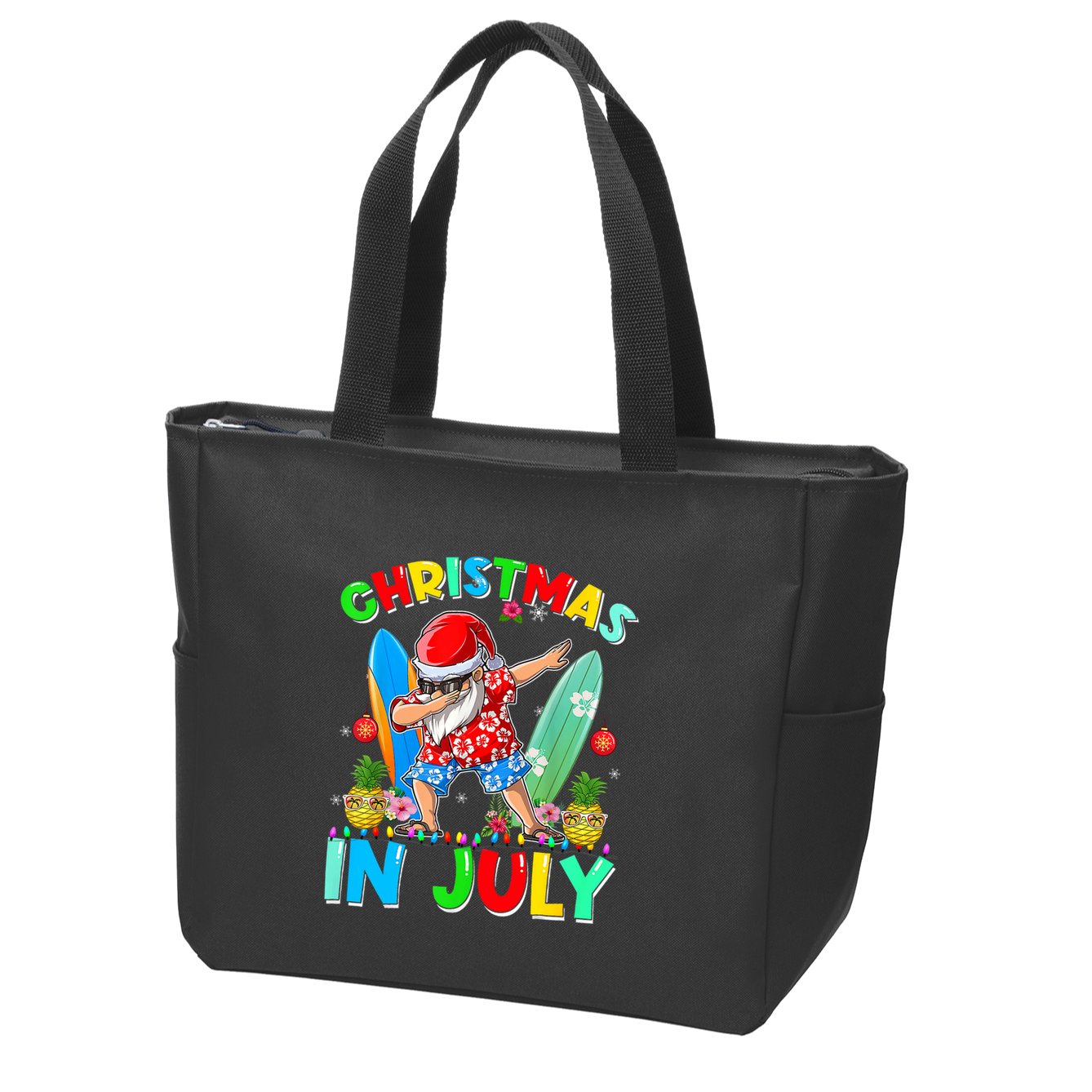 Dabbing Santa T Christmas In July Hawaiian Xmas Zip Tote Bag