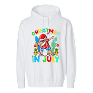 Dabbing Santa T Christmas In July Hawaiian Xmas Garment-Dyed Fleece Hoodie