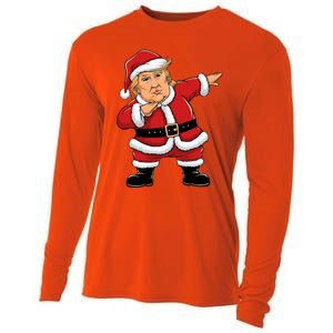 Dabbing Santa Trump Xmas Lights Christmas Cooling Performance Long Sleeve Crew